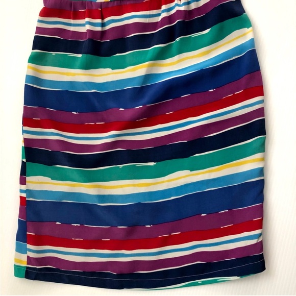 Yumi Kim Multicolor  striped 100% silk Strapless Dress size large - Picture 7 of 10